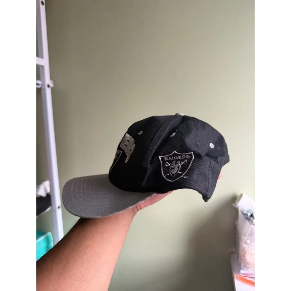 Vintage Raiders Snapback Hat Drew Pearson NFL Black Grey Embroidered Cap